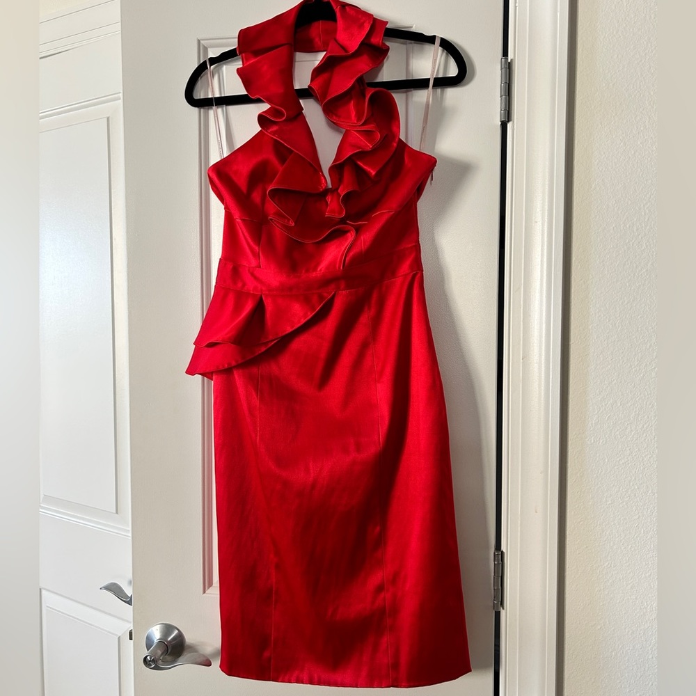 Karen Millen Red Satin Cocktail Dress